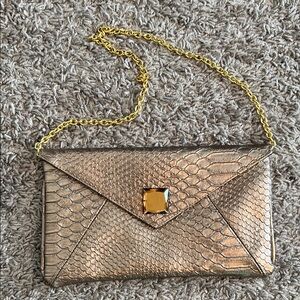 Gold Chain Snake Print Clutch